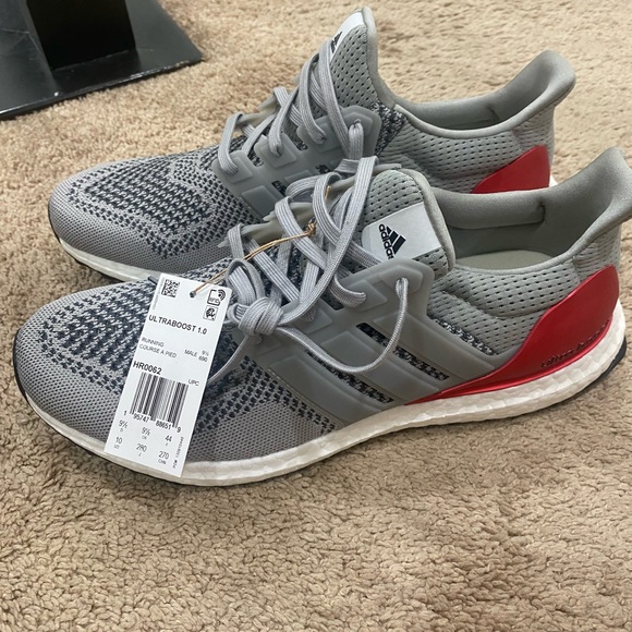 Adidas Ultraboost 1.O DNA Grey Scarlet Shoes - Picture 1 of 4